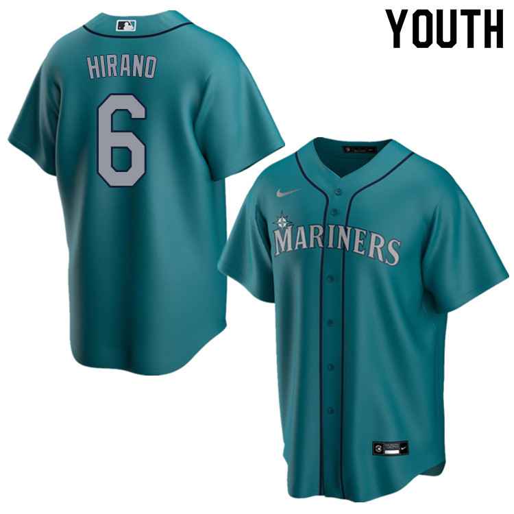 Nike Youth #6 Yoshihisa Hirano Seattle Mariners Baseball Jerseys Sale-Aqua